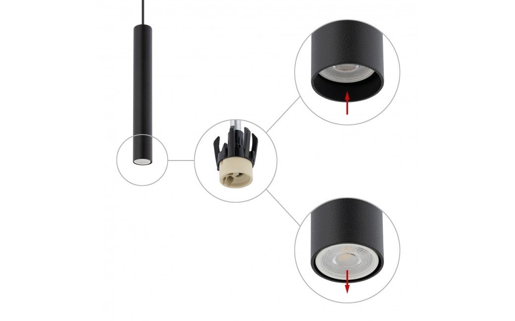 Nowodvorski FOURTY M Sufitowa Wisząca Max moc 10W only LED GU10 R35 Czarny 10771