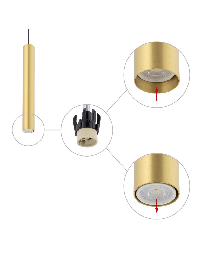 Pendant tube lamps - Nowodvorski FOURTY M Ceiling Pendant Max wattage 10W only LED GU10 R35 Brass 10772 - product kolory-swiatla.pl 4