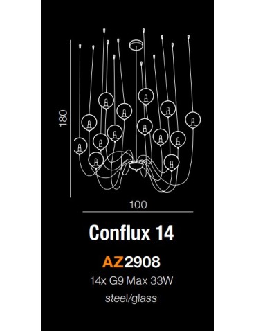 Azzardo CONFLUX 14 14xG9 Wisząca Chrom/Czarny AZ2908 - produkt 2