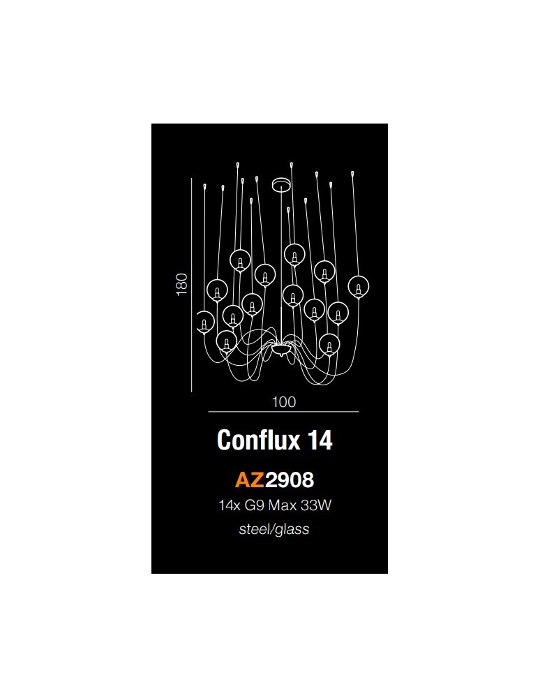 Pendant lamps - Azzardo CONFLUX 14 14xG9 Pendant Chrome/Black AZ2908 - product kolory-swiatla.pl 2