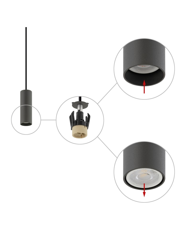 Pendant tube lamps - Nowodvorski FOURTY S Ceiling Pendant Max wattage 10W only LED GU10 R35 Grey 10901 - product kolory-swiatla.pl 4