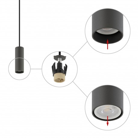 Nowodvorski FOURTY S Sufitowa Wisząca Max moc 10W only LED GU10 R35 Szary 10901