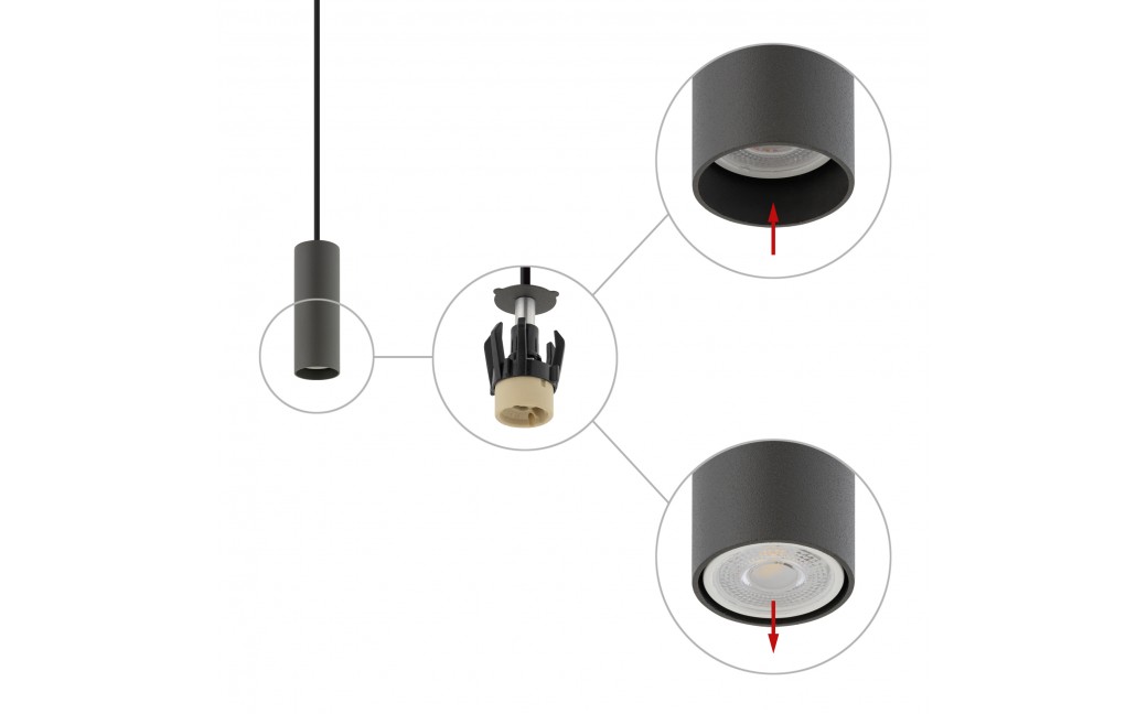 Nowodvorski FOURTY S Sufitowa Wisząca Max moc 10W only LED GU10 R35 Szary 10901