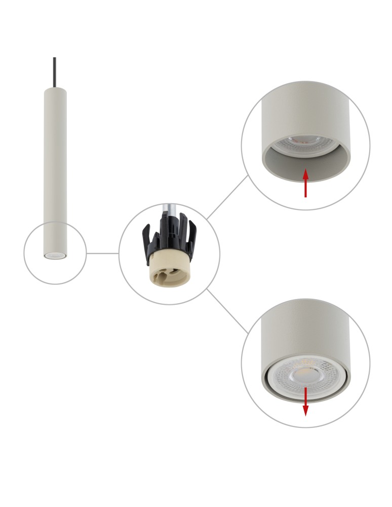 Pendant tube lamps - Nowodvorski FOURTY M Ceiling Pendant Max power 10W only LED GU10 R35 Grey 10902 - product kolory-swiatla.pl 4