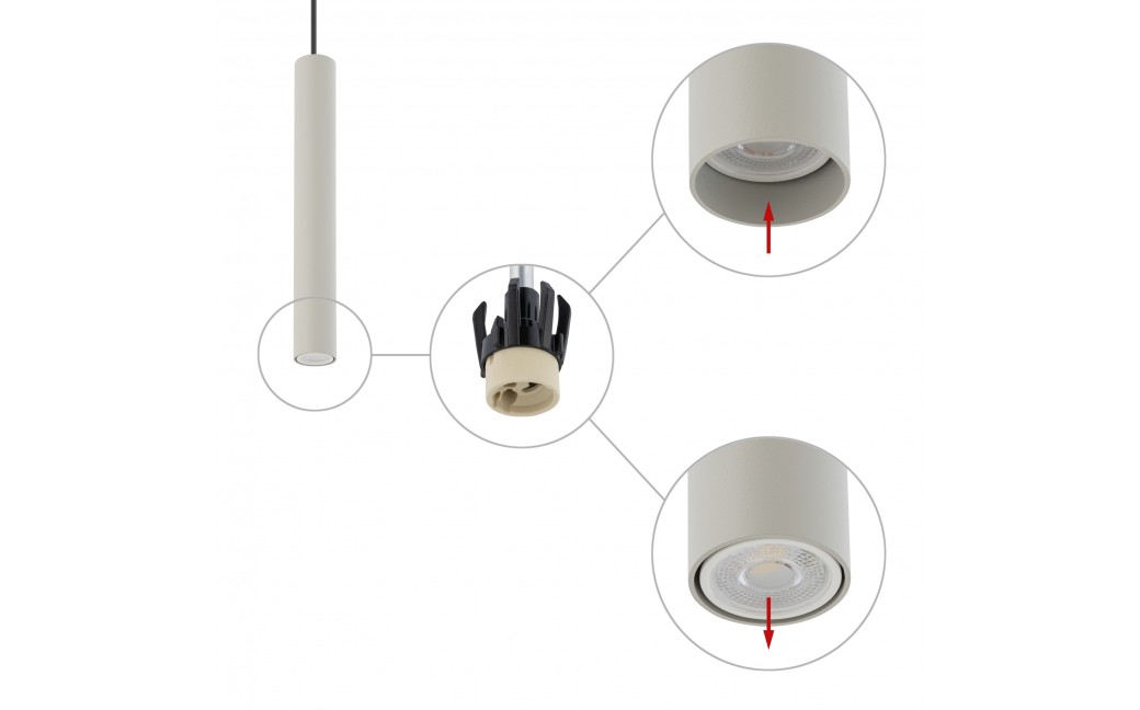 Nowodvorski FOURTY M Sufitowa Wisząca Max moc 10W only LED GU10 R35 Szary 10902