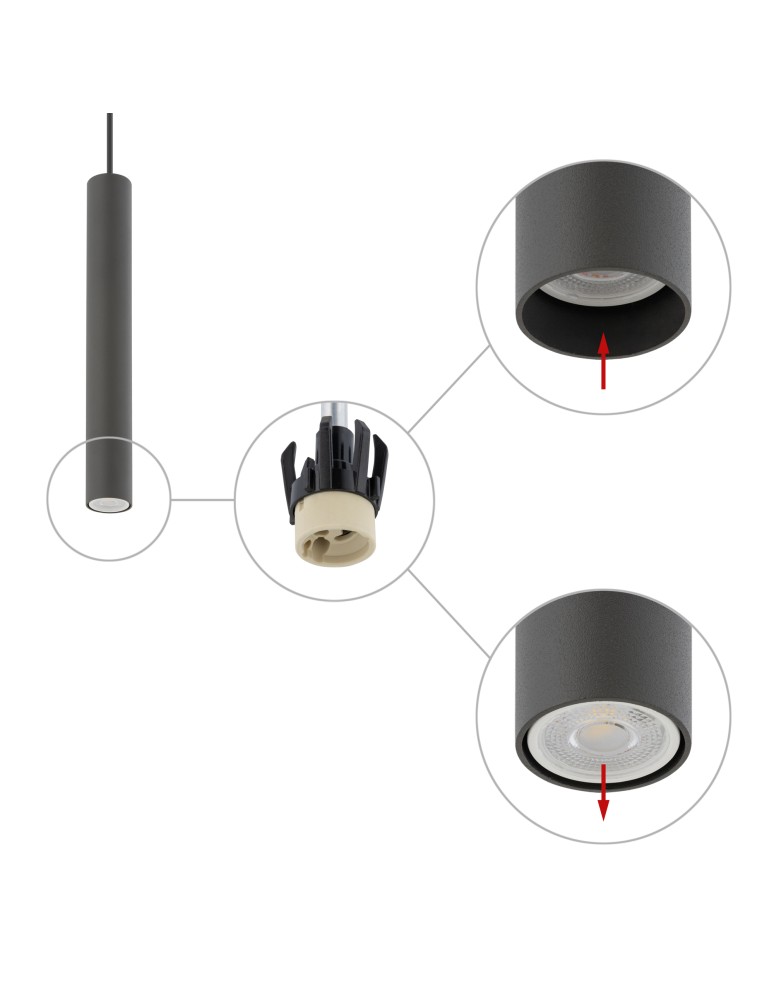 Pendant tube lamps - Nowodvorski FOURTY M Ceiling Pendant Max power 10W only LED GU10 R35 Grey 10903 - product kolory-swiatla.pl 4