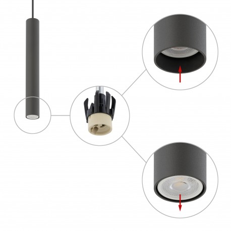 Nowodvorski FOURTY M Sufitowa Wisząca Max moc 10W only LED GU10 R35 Szary 10903