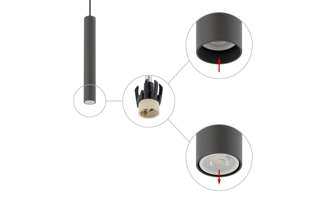 Nowodvorski FOURTY M Sufitowa Wisząca Max moc 10W only LED GU10 R35 Szary 10903