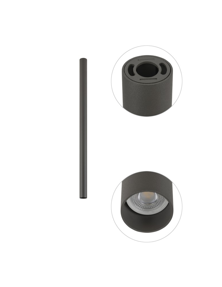 Round ceiling luminaires - Nowodvorski FOURTY M Spot Surface Mounted Max wattage 10W only LED GU10 R35 Grey 10887 - product kolory-swiatla.pl 3