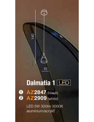 Azzardo DALMATIA 1 WHITE 1xLED Pendant White AZ2909 - product 2