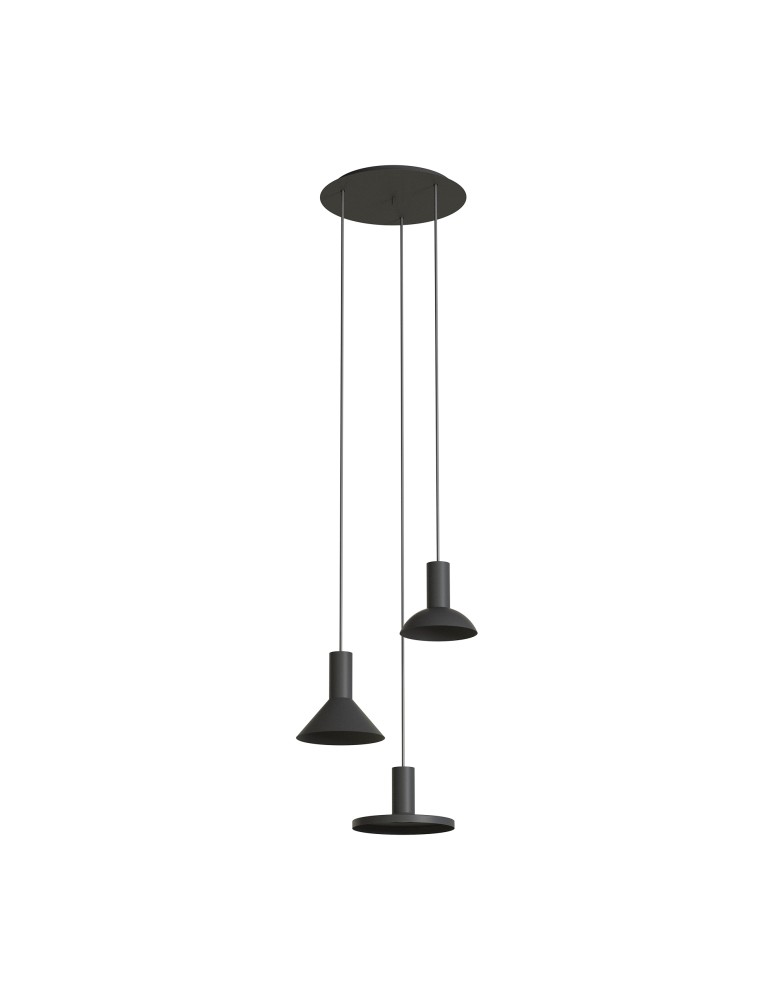 Triple pendant lamps - Nowodvorski HERMANOS Ceiling Pendant Max wattage 10W only LED GU10 Black 10905 - product kolory-swiatla.pl 1