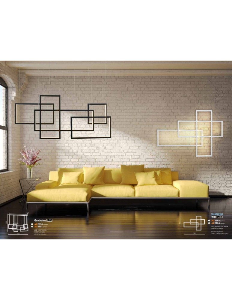 Geometric pendant lamps - Azzardo QUADRATUS BLACK 1xLED Pendant Black AZ2850 - product kolory-swiatla.pl 3