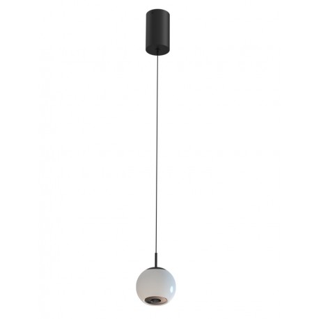 YASKR Lampa Wisząca Iliso 1xLED czarna PL0148 Białe Szkło, Czarny