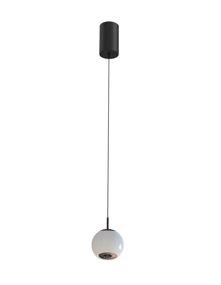 Single pendant lamps - YASKR Iliso Pendant Lamp 1xLED black PL0148 White Glass, Black - product kolory-swiatla.pl 1