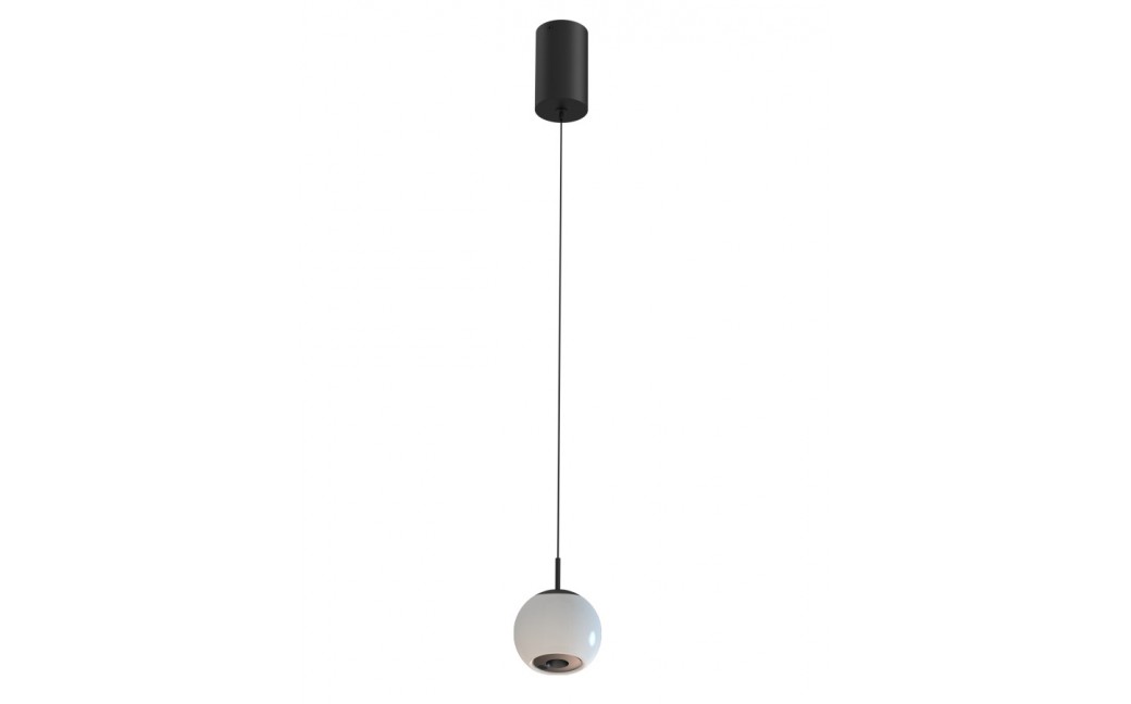 YASKR Lampa Wisząca Iliso 1xLED czarna PL0148 Białe Szkło, Czarny