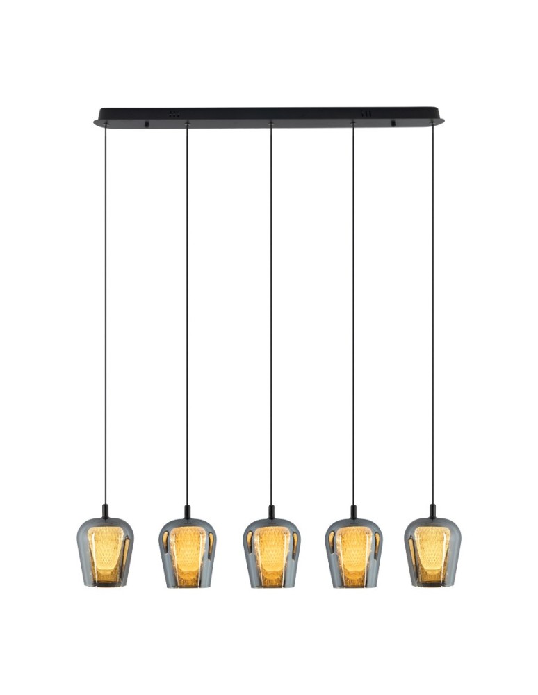 Pendant lamps on a strip - YASKR Keso Pendant Lamp 5xLED black PL0141-5 Black - product kolory-swiatla.pl 1