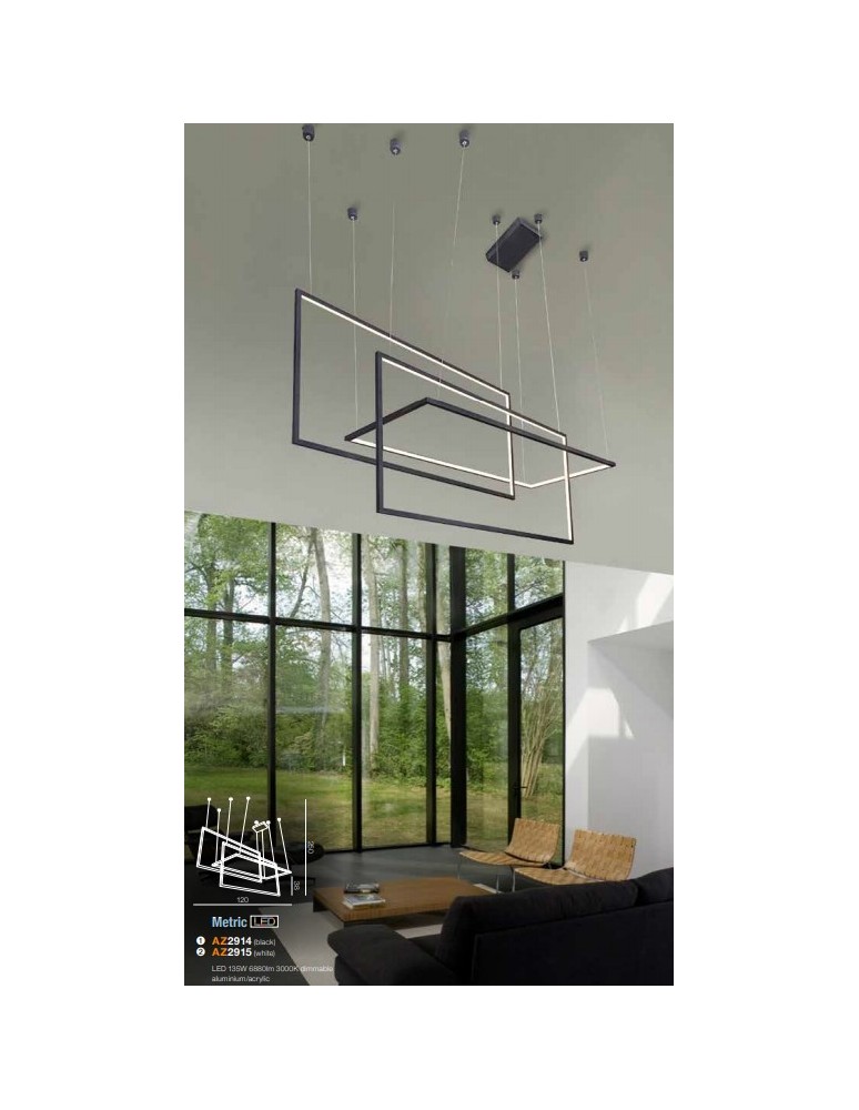 Geometric pendant lamps - Azzardo METRIC BLACK 1xLED Pendant Black AZ2914 - product kolory-swiatla.pl 4
