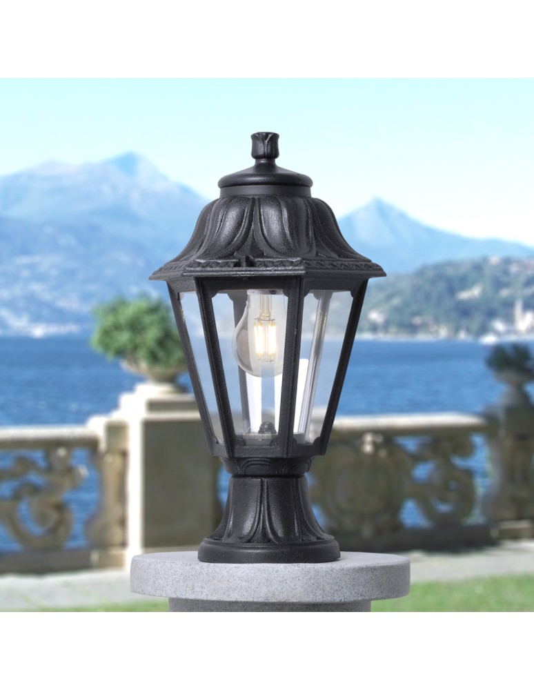 Standing garden lamps - Fumagalli Outdoor Mikrolot Pedestal Lantern - 1xE27 black (FMG-MIKROLOT-ANNA-BLK) - product kolory-swiatla.pl 2