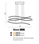 LED pendant lamps - Azzardo WAVES BLACK 1xLED Pendant Black AZ2912 - product 3