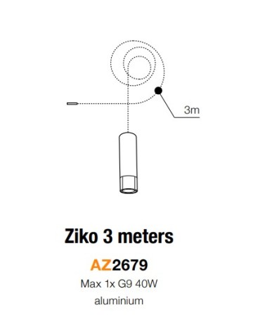 Azzardo ZIKO G9 3 METERS BLACK 1xG9 Przewód z Oprawką bez Bazy Sufitowej Czarny AZ2679 - produkt 2
