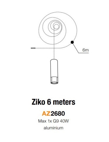 Azzardo ZIKO G9 6 METERS BLACK 1xG9 Przewód z Oprawką bez Bazy Sufitowej Czarny AZ2680 - produkt 2