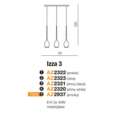Azzardo IZZA 3 SMOKY 3xE14 Pendant Smoky AZ2937