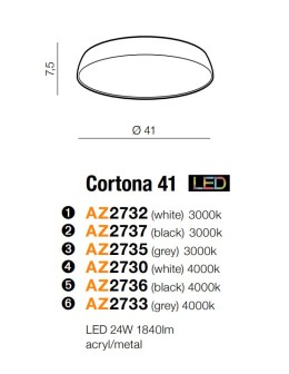 Azzardo CORTONA 41 4000K WHITE 1xLED Ceiling Light White AZ2730 - product 2
