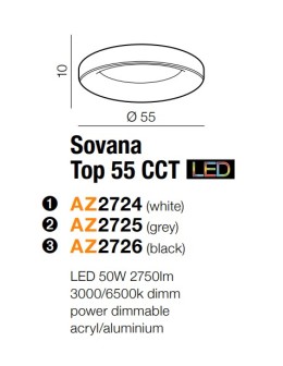 Azzardo SOVANA TOP 55 CCT WHITE 1xLED Sufitowa Biały AZ2724 - produkt 2
