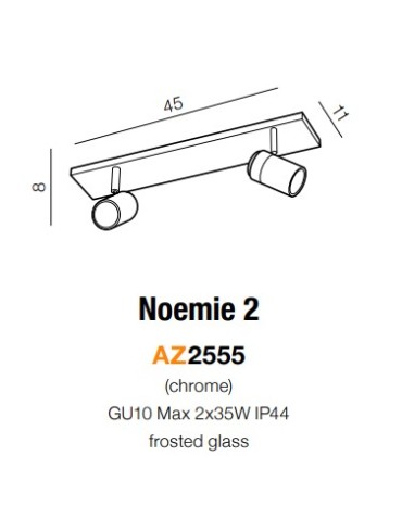 Azzardo NOEMIE 2 2xGU10 Ceiling and Wall Mount IP44 Chrome AZ2555 - product 2