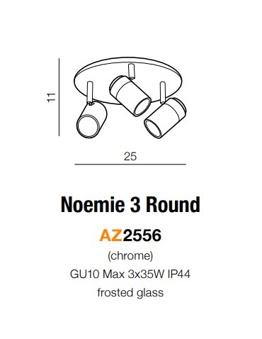 Azzardo NOEMIE 3 ROUND 3xGU10 Chrome IP44 Ceiling AZ2556 - product 2