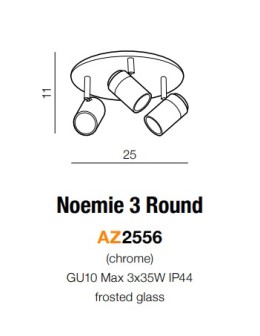 Azzardo NOEMIE 3 ROUND 3xGU10 Sufitowa Chrom IP44 AZ2556 - produkt 2