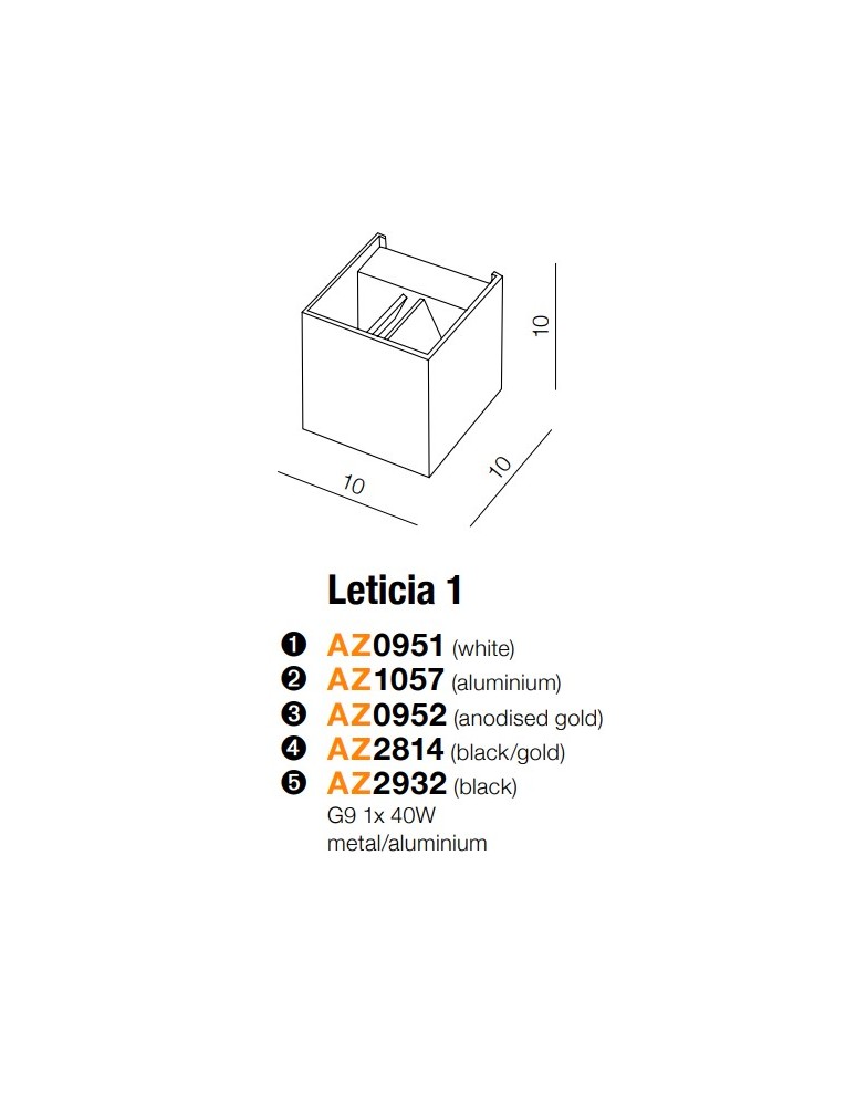 Modern wall lamps - Azzardo LETICIA BLACK 1xG9 Wall Mounted Black AZ2932 - product kolory-swiatla.pl 3