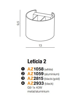 Azzardo LETICIA 2 BLACK/GO 1xG9 Wall Mounted Black/Gold AZ2815 - product 2