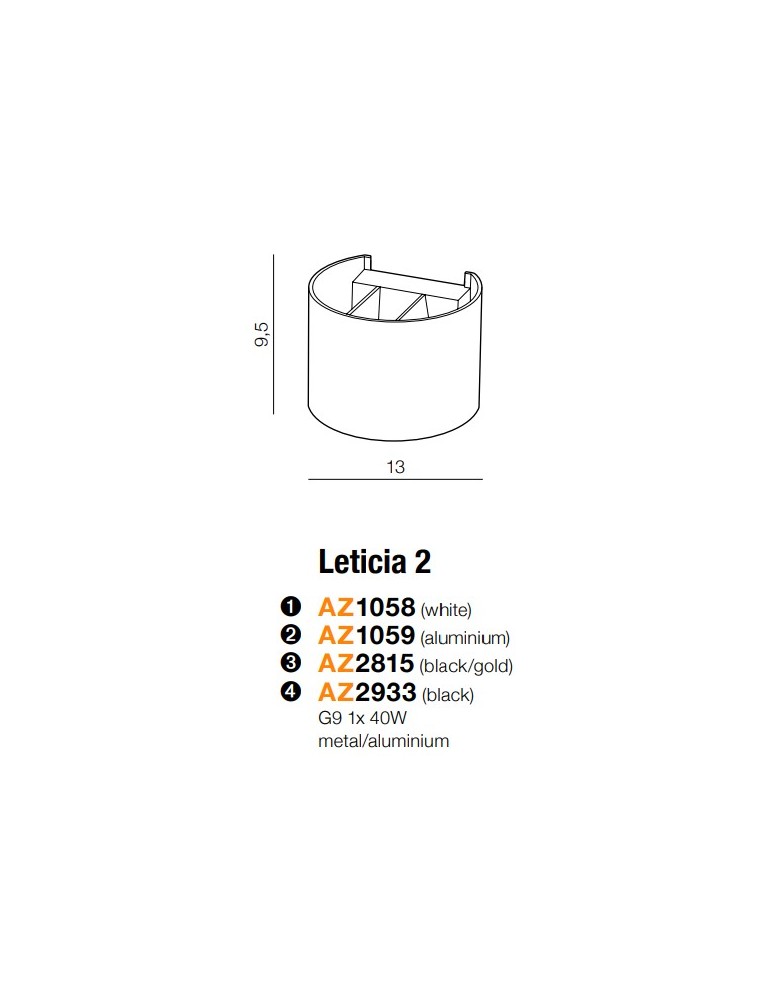 Modern wall lamps - Azzardo LETICIA 2 BLACK 1xG9 Wall Mounted Black AZ2933 - product kolory-swiatla.pl 4