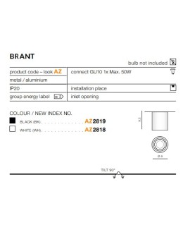 Azzardo BRANT WHITE 1xGU10 Natynkowa Biały AZ2818 - produkt 2