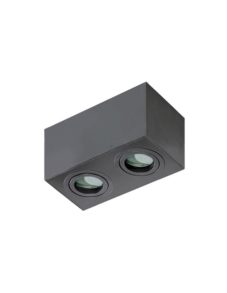 Hermetic ceiling luminaires - Azzardo BRANT 2 SQUARE IP44 BLACK 2xGU10 Surface Mounted Black IP44 AZ2879 - product kolory-swiatla.pl 1