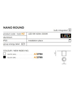 Azzardo NANO ROUND WHITE 1xLED Surface Mounted White AZ2784 - product 2