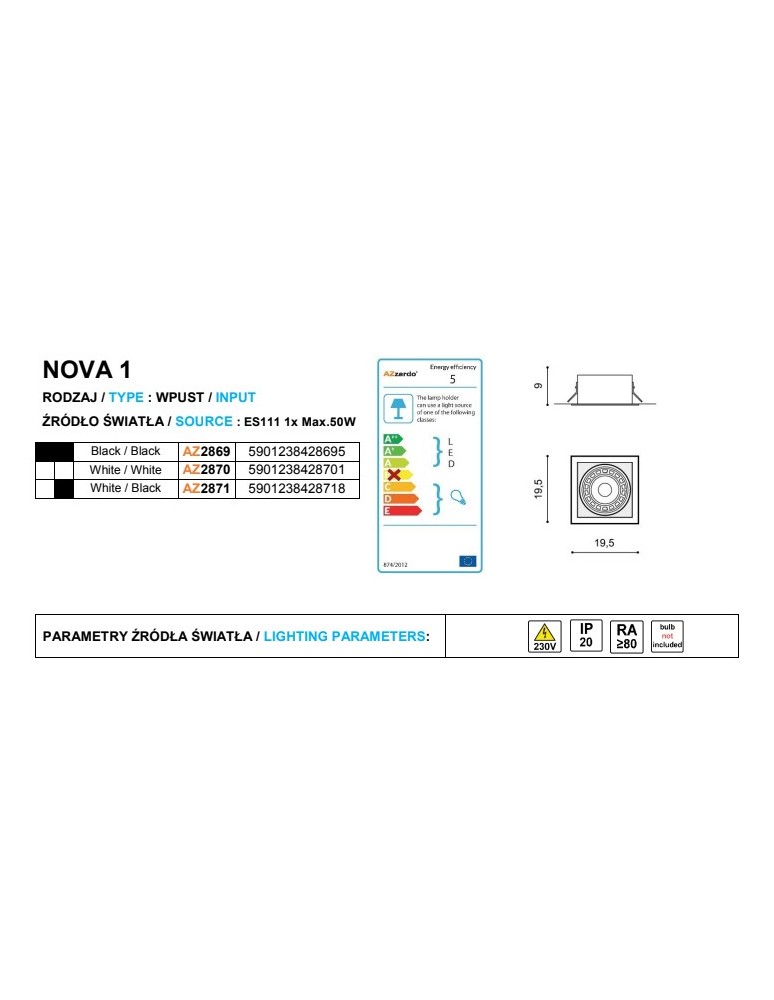 Flush-mounted directional lights - Azzardo NOVA WHITE/WHITE 1xES111 Recessed White AZ2870 - product kolory-swiatla.pl 3