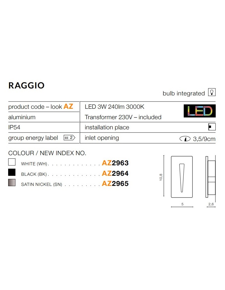 Lamps into the wall - Azzardo RAGGIO BLACK 1xLED Recessed Wall Mounted Black IP54 AZ2964 - product kolory-swiatla.pl 3