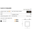 Recessed lamps with hermetic shade - Azzardo SLIM 15 SQUARE 3000K IP44 WHITE 1xLED Recessed White IP44 AZ2837 - product 3