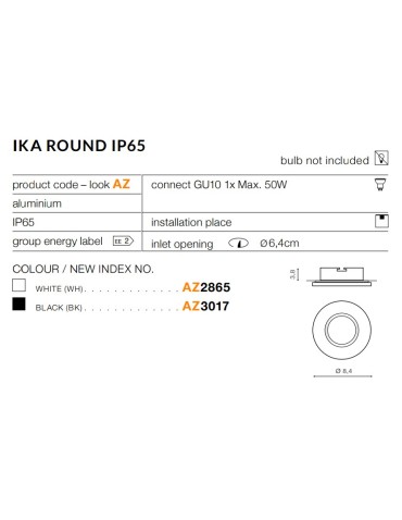 Azzardo IKA R IP65 WHITE 1xGU10 Recessed White IP65 AZ2865 - product 2