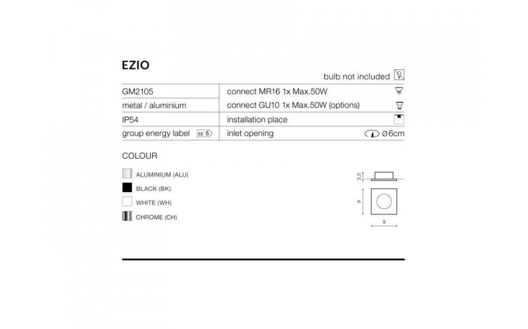 Azzardo EZIO 1 ALUMINIUM 1xGU10 Recessed Aluminum IP54 AZ0811