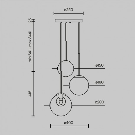 Maytoni Basic form Lampa Wisząca Szklane Kule 3xG9 20W Złoty MOD521PL-03G