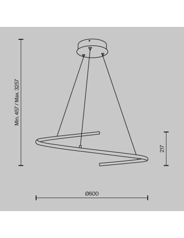 Maytoni Curve Modern LED Pendant Lamp 31W 1600lm Black MOD242PL-L33BK. - product 2