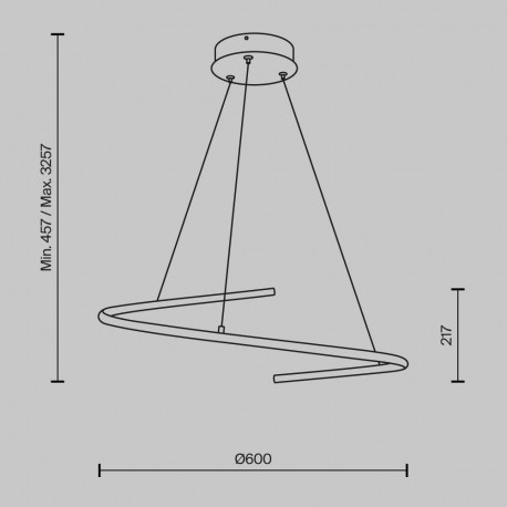 Maytoni Curve Lampa Wisząca Nowoczesna LED 31W 1600lm Czarny MOD242PL-L33BK