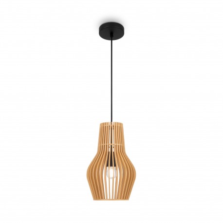 Maytoni Roots Lampa Wisząca Drewniana 1xE27 40W Czarny MOD191PL-01W1