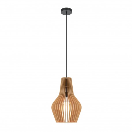 Maytoni Roots Lampa Wisząca Drewniana 1xE27 40W Czarny MOD191PL-01W1