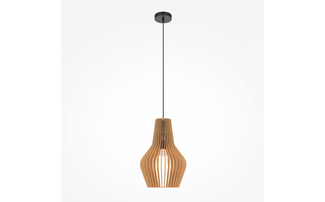 Maytoni Roots Lampa Wisząca Drewniana 1xE27 40W Czarny MOD191PL-01W1