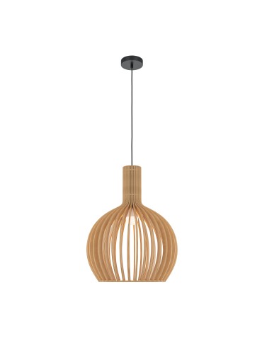 Maytoni Roots Wooden Pendant Lamp 1xE27 40W Black MOD194PL-01W1