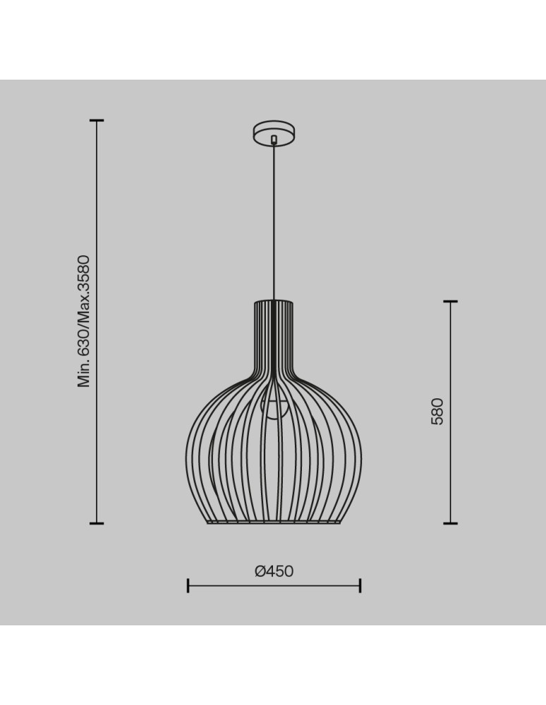 Wooden pendant lamps - Maytoni Roots Wooden Pendant Lamp 1xE27 40W Black MOD194PL-01W1 - product kolory-swiatla.pl 7